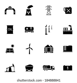 Vector black industry icons set on white background