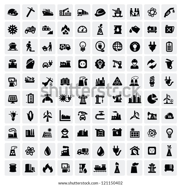 Vector Black Industry Icons Set On Stock Vector (Royalty Free ...