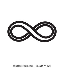 Símbolo de infinito preto vetorial. Isolado no fundo branco.