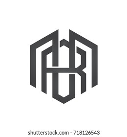 Vector Black Initial M R Hive Logo