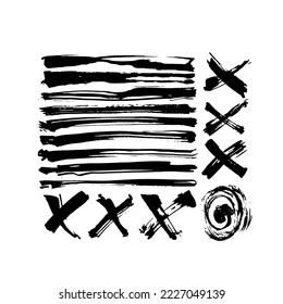 Vector black ink blot isolated on a white background. Grunge texture. Set.