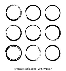Vector black ink brush stroke collections isolated on white background. Watercolor frame for your design. 
