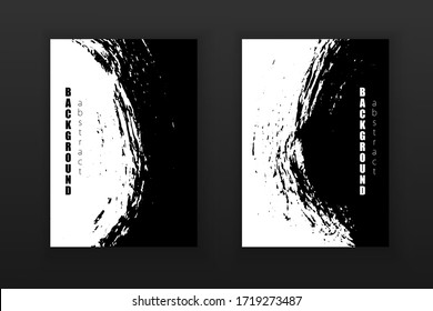 Vector black ink circle brush abstract black and white background.