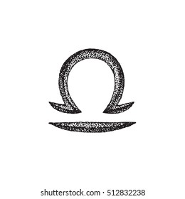 vector black ink hand drawn dotwork tattoo style vintage design Libra zodiac sign retro illustration isolated white background
