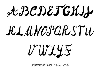 vector black ink handwritten alphabet