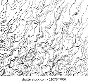 Vector black ink line art illustration