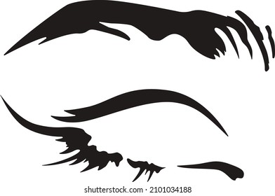 Vector black ink sketch of female closed eye and brow. Isolated on white element for design card, poster, illustration about make up, art, fashion, beauty care.