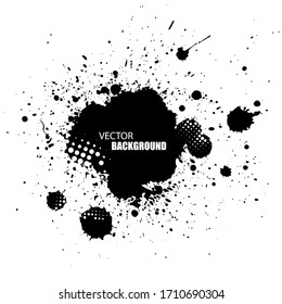 Vector black ink splash background.Grunge banner. 