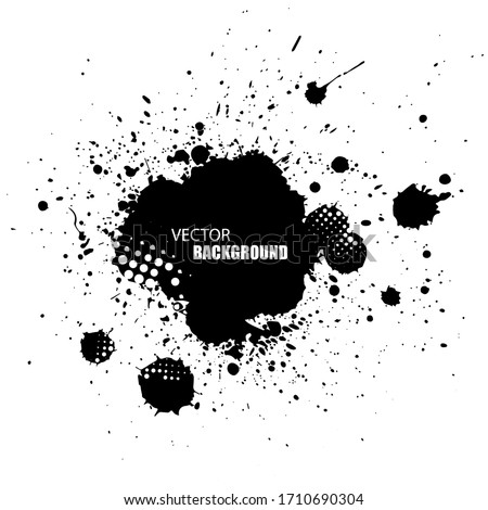Vector black ink splash background.Grunge banner. 