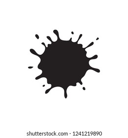 Vector black ink splash or drop. Inkblot splatter on white background.