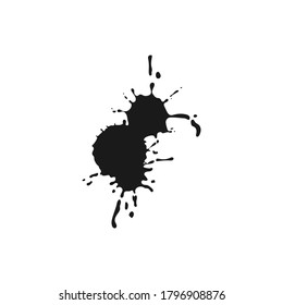 Vector black ink splash or drop. Blots and splatters on white background.