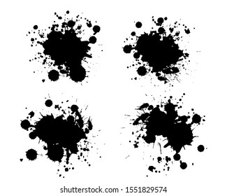 Vector Black ink splashes. Grunge splatters. Abstract background. Grunge text banners