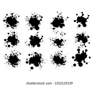 Tinta negra vectorial salpicada. Manchas gruesas. Antecedentes abstractos. Pancartas de texto gruesas