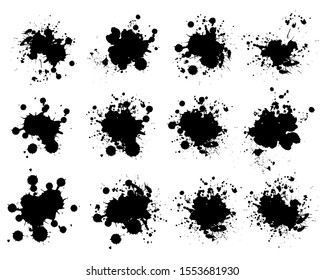 Vector Black ink splashes. Grunge splatters. Abstract background. Grunge text banners