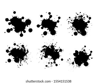 Vector Black ink splashes. Grunge splatters. Abstract background. Grunge text banners