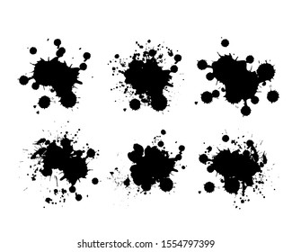 Vector Black ink splashes. Grunge splatters. Abstract background. Grunge text banners