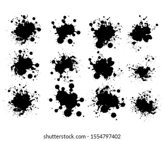 Vector Black ink splashes. Grunge splatters. Abstract background. Grunge text banners