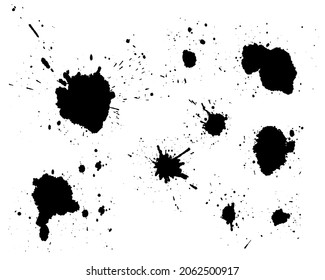 Vector Black ink splashes. Grunge splatters. Abstract background. Grunge text banners
