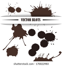 vector black ink splashes on white background