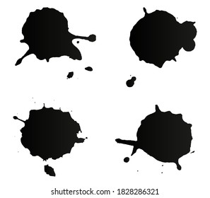 Vector black ink splashes set