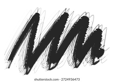 Salpicaduras de tinta negra de Vector y pinceladas rápidas. Estilo cursivo escrito a mano similar a los caracteres "wn". Ideal para Diseño gráfico, fondos e ilustraciones artísticas.