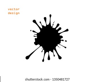 Vector black ink spot or paint, splashes. The object on an isolated light background.