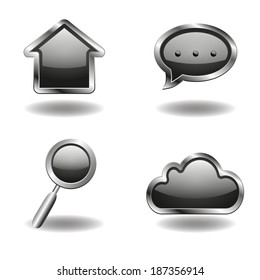 Vector black internet icons  isolated on white