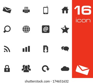 Vector black internet icons set on white background