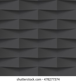 Vector black intertwined tile pattern background. Seamless geometric twisted interwoven design. 3D texture interior wall panel for graphic or website template