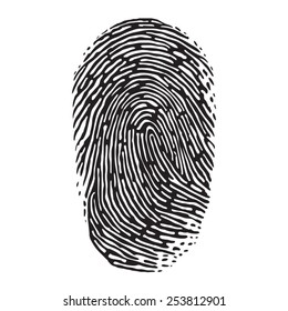 Vector black isolated fingerprint on white background