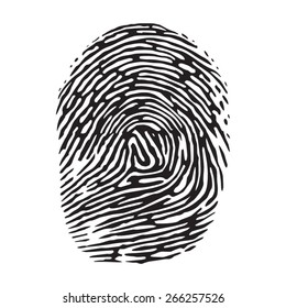 Vector black isolated fingerprint on white background