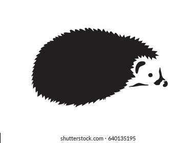 vector black isolated hedgehog silhouette