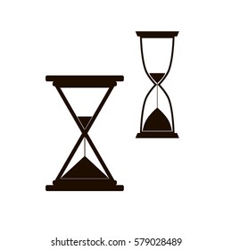 Vector black isolated hourglass icons set on white background. 