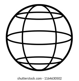 Vector black isolated icon of Earth. Planet. Web. Global network