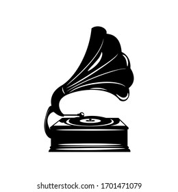 vector black isolated one-piece gramophone