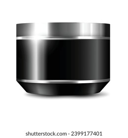 Vector black jar cosmetic plastic container.