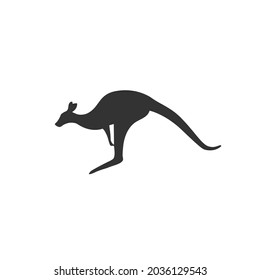 Vector black jumping kangaroo silhouette isolated on white background