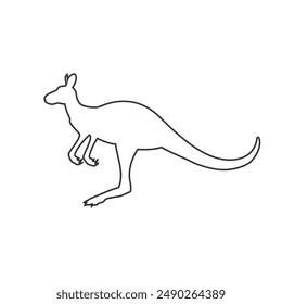 Vector black jumping kangaroo silhouette isolated on white background