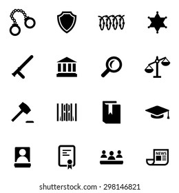 Vector black justice icon set.