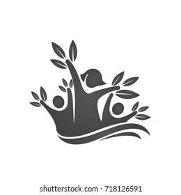 Vector Black Kids Tree Logo