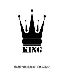 vector black king crown icons on white background