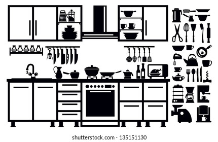 Kitchen Silhouettes Images, Stock Photos & Vectors | Shutterstock