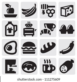 vector black kitchen icons set on gray