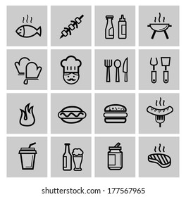 vector black kitchen icons set