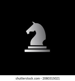 Vector of black knight chess icon 