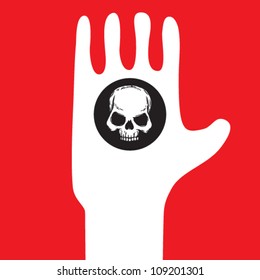 vector black label on the hand