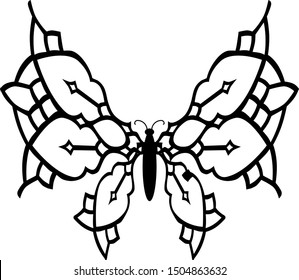 Vector black lace beautiful butterfly
