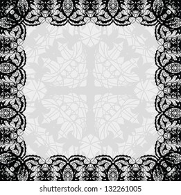 Vector black lace on texture, template.