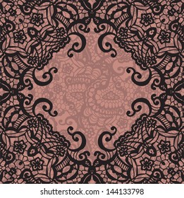 Vector black lace on texture, template.