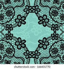 Vector black lace on texture, template.